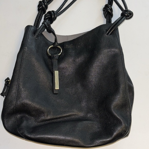 VINCE CAMUTO BLACK LEATHER SHOULDER BAG PEBBLED LEATHER LOTS OF COMPARTMENTS - Picture 1 of 9